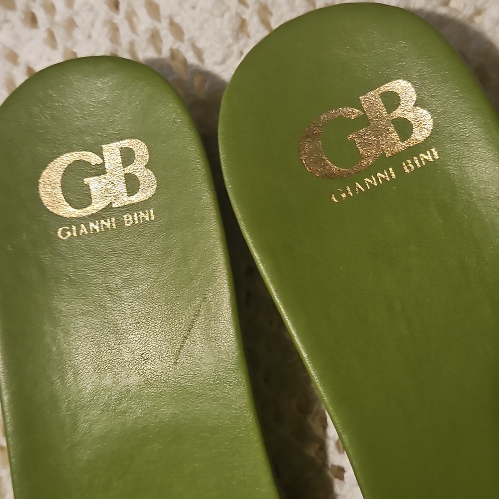 Gianni Bini Olive Slide Sandals with Gold GB Logo - Picture 5 of 5